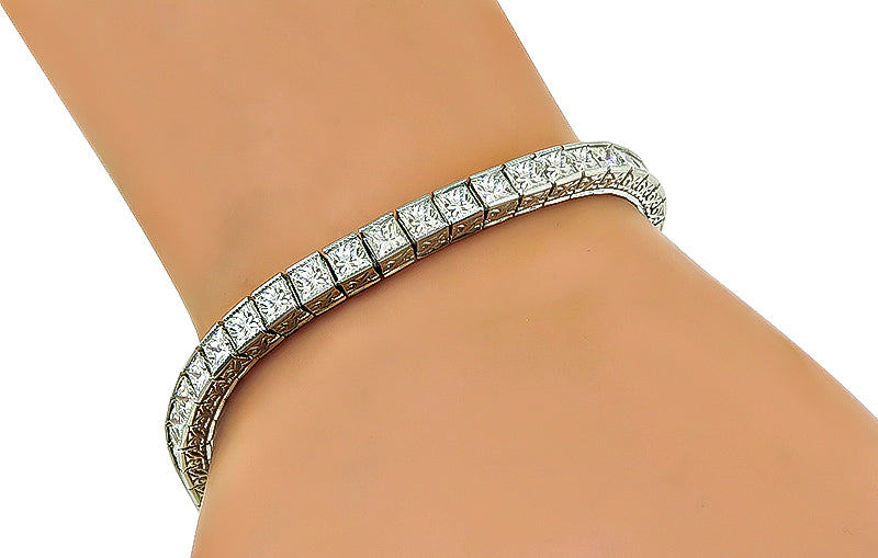 Antique Style 10.60ct Diamond Tennis Bracelet