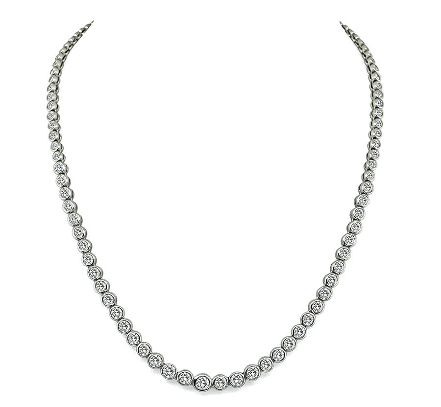 Vintage 10.00ct Bezel Set Diamond Platinum Necklace