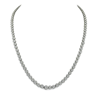 Vintage 10.00ct Bezel Set Diamond Platinum Necklace