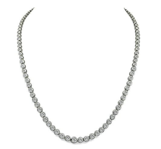 Vintage 10.00ct Bezel Set Diamond Platinum Necklace