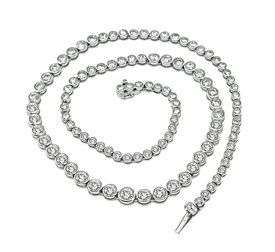 Vintage 10.00ct Bezel Set Diamond Platinum Necklace