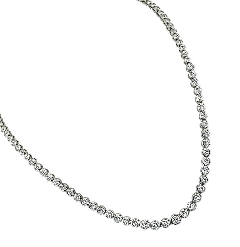 Vintage 10.00ct Bezel Set Diamond Platinum Necklace