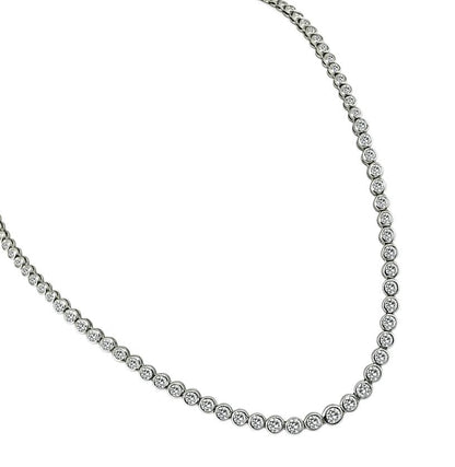 Vintage 10.00ct Bezel Set Diamond Platinum Necklace