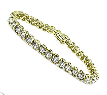 Estate 10.00ct Diamond Gold Line Bracelet