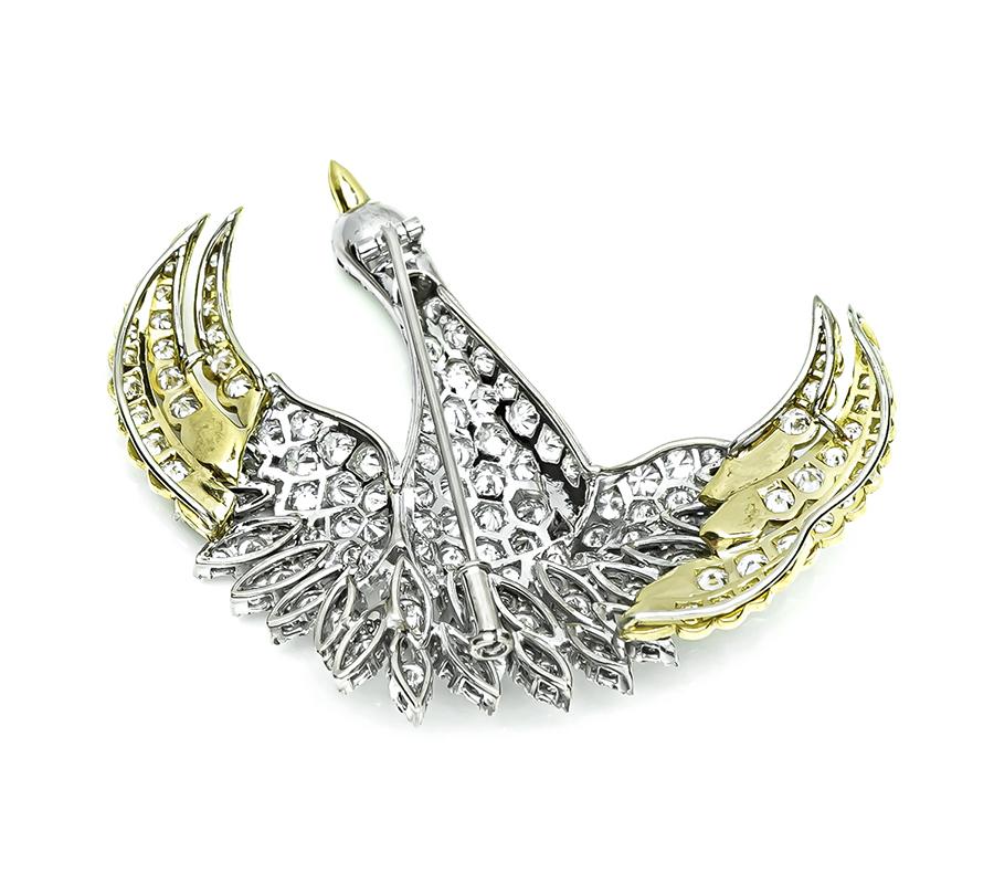 Estate 10.50ct Diamond Gold Swan Pin
