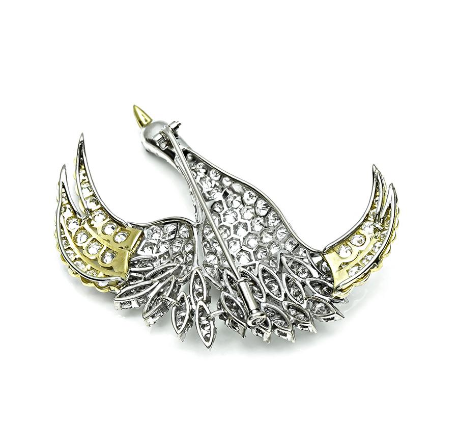 Estate 9.50ct Diamond Gold Swan Pin