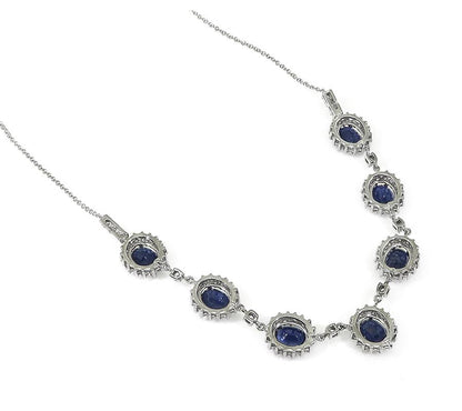 Estate 10.50ct Sapphire 2.25ct Diamond 14k White Gold Necklace