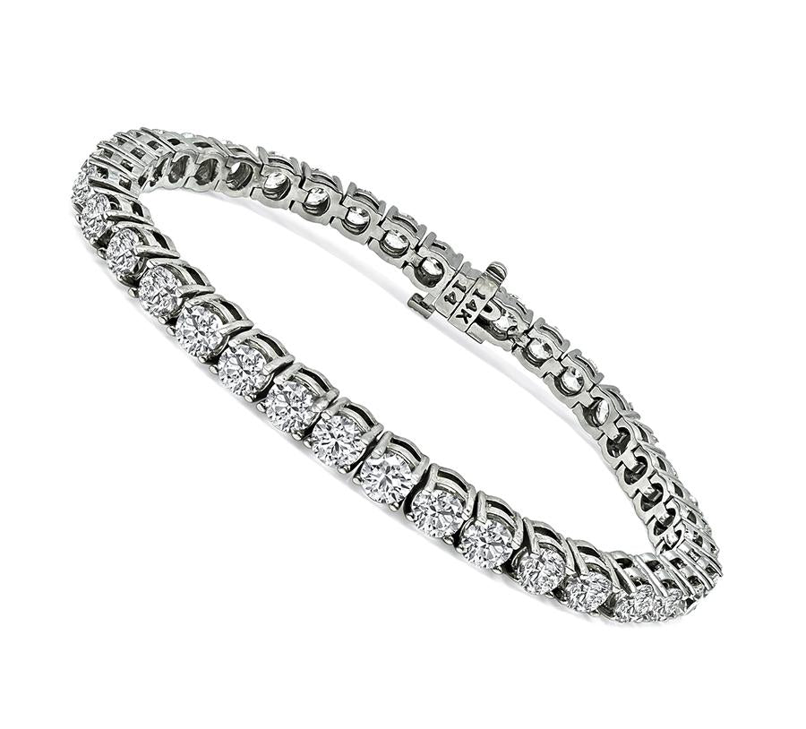 Estate 10.80ct Diamond 14k White Gold Tennis Bracelet