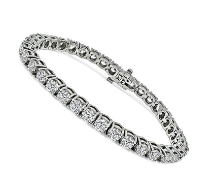 Estate 10.80ct Diamond 14k White Gold Tennis Bracelet