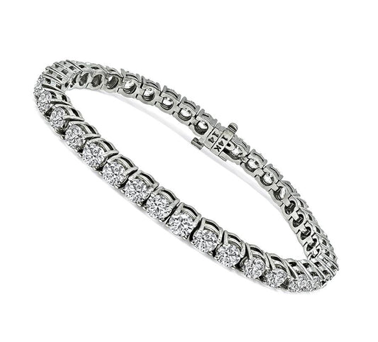 Estate 10.80ct Diamond 14k White Gold Tennis Bracelet