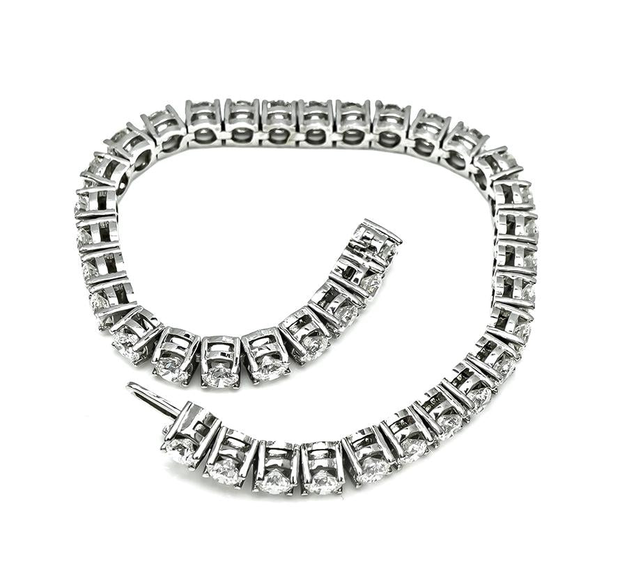 Estate 10.80ct Diamond 14k White Gold Tennis Bracelet