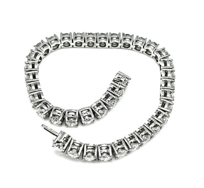 Estate 10.80ct Diamond 14k White Gold Tennis Bracelet
