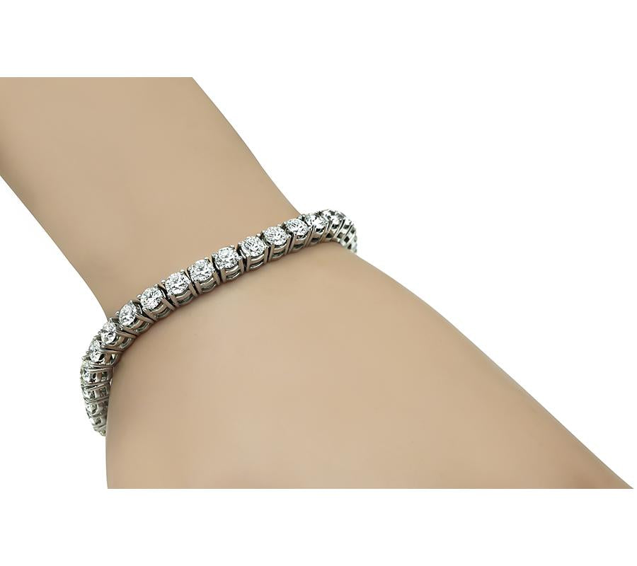 Estate 10.80ct Diamond 14k White Gold Tennis Bracelet