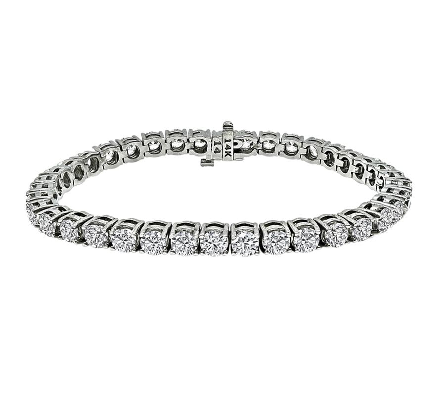 Estate 10.80ct Diamond 14k White Gold Tennis Bracelet