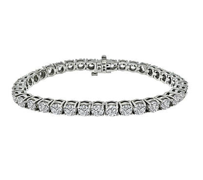Estate 10.80ct Diamond 14k White Gold Tennis Bracelet