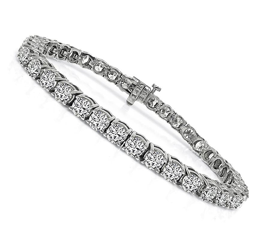 Estate 10.80ct Diamond 14k White Gold Tennis Bracelet