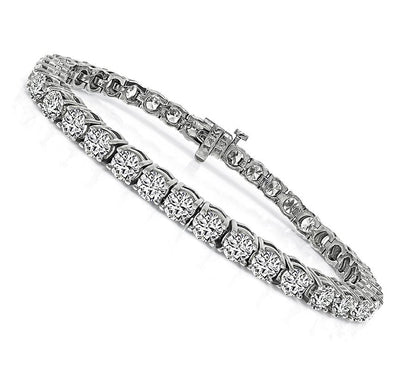 Estate 10.80ct Diamond 14k White Gold Tennis Bracelet