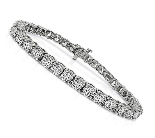 Estate 10.80ct Diamond 14k White Gold Tennis Bracelet
