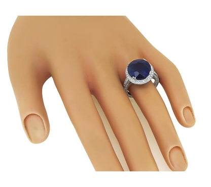 10.02ct Ceylon Sapphire 2.50ct Diamond Engagement Ring
