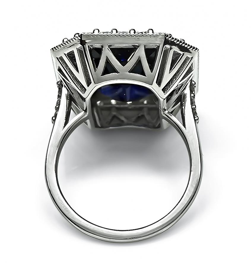 Estate 12.35ct Sapphire 1.25ct Diamond Engagement Ring