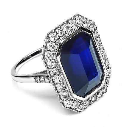 Estate 12.35ct Sapphire 1.25ct Diamond Engagement Ring