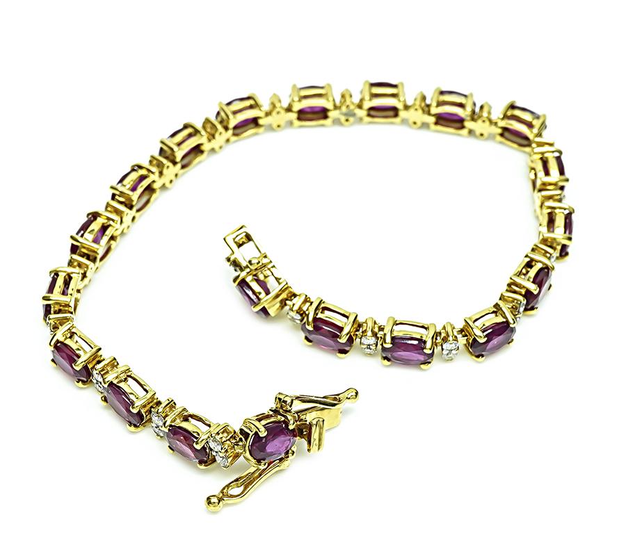 Estate 13.41ct Ruby 0.80ct Diamond Gold Bracelet