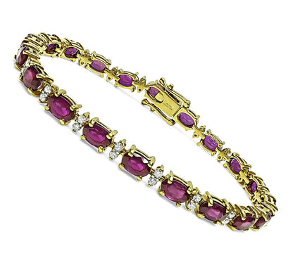 Estate 13.41ct Ruby 0.80ct Diamond Gold Bracelet
