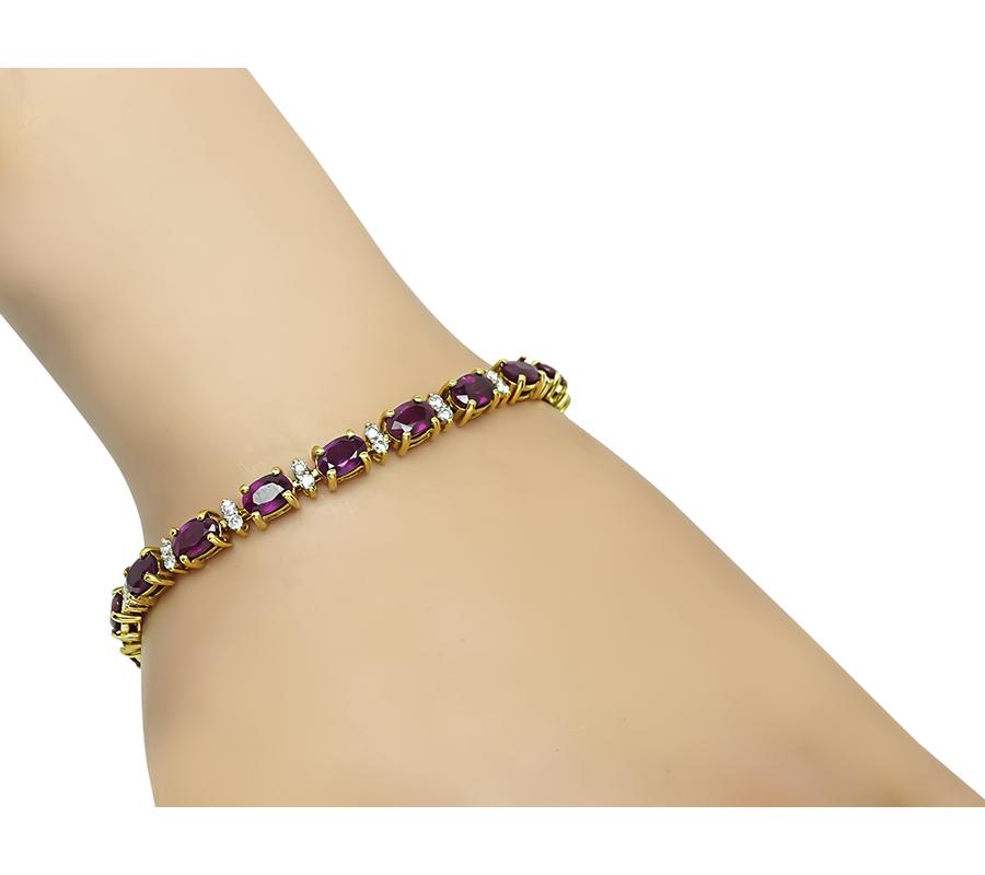Estate 13.41ct Ruby 0.80ct Diamond Gold Bracelet