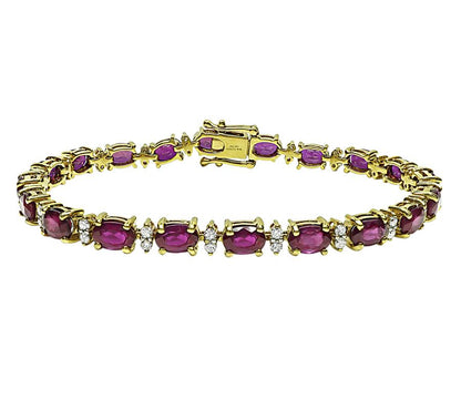 Estate 13.41ct Ruby 0.80ct Diamond Gold Bracelet