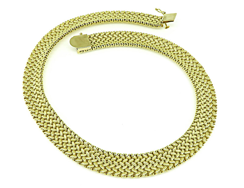 Estate Yellow Gold Weave Necklace