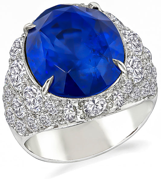 15.34ct Sapphire 6.00ct Diamond Cocktail   Ring