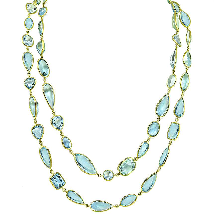 Estate 180.00ct Aquamarine Gold Necklace