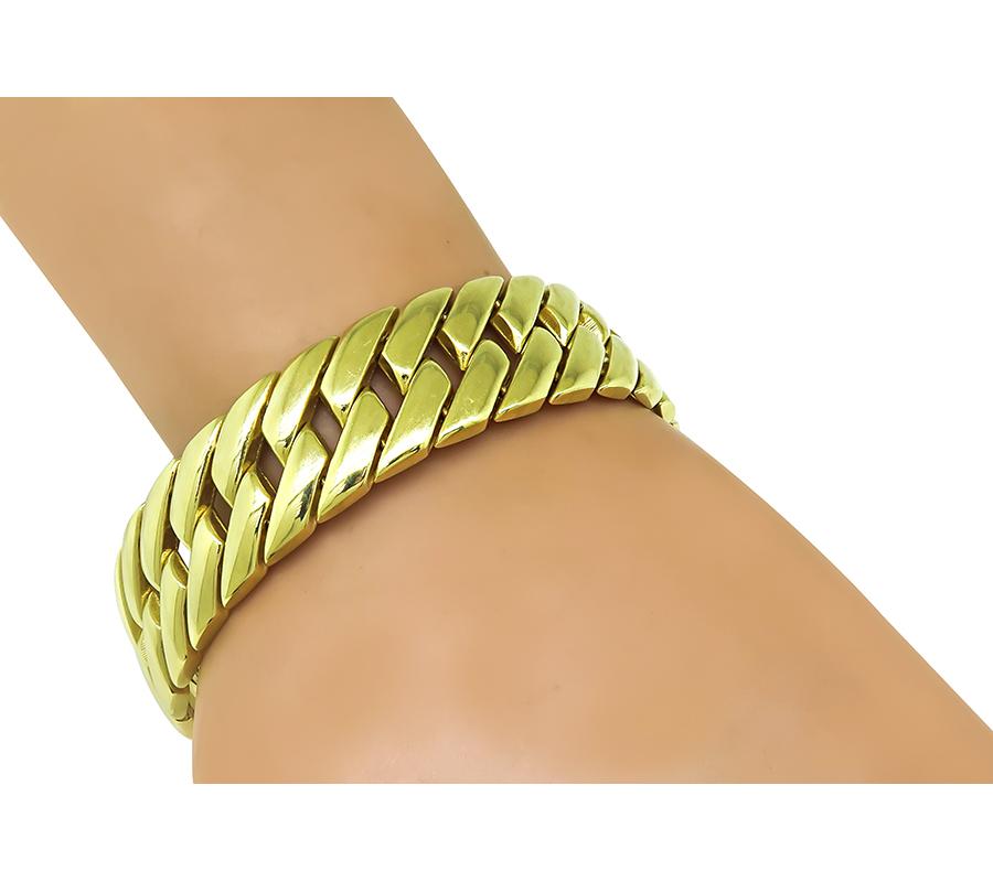 Estate 18k Yellow Gold Geometric Link Bracelet