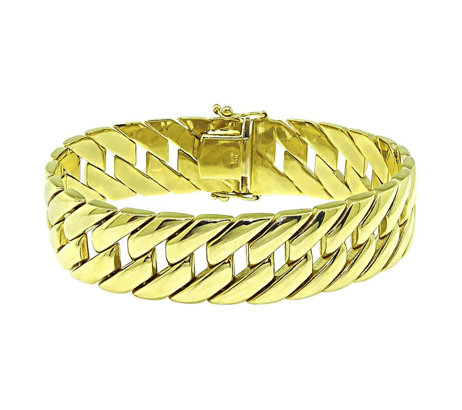 Estate 18k Yellow Gold Geometric Link Bracelet