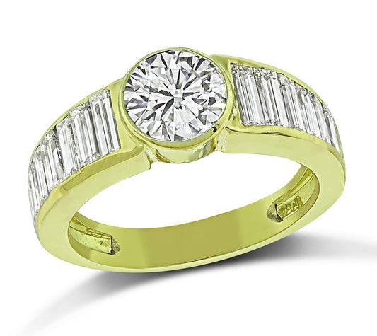 1.53ct Center Diamond 1.00ct Side Diamond Gold Ring