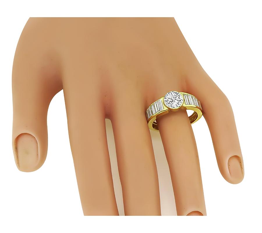 1.53ct Center Diamond 1.00ct Side Diamond Gold Ring