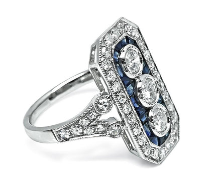 Estate 1.29ct Diamond 0.75ct Sapphire Ring