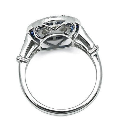 Art Deco Style 1.42ct Diamond Sapphire Halo Engagement Ring