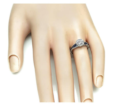 Art Deco Style 1.34ct Diamond Sapphire Engagement Ring