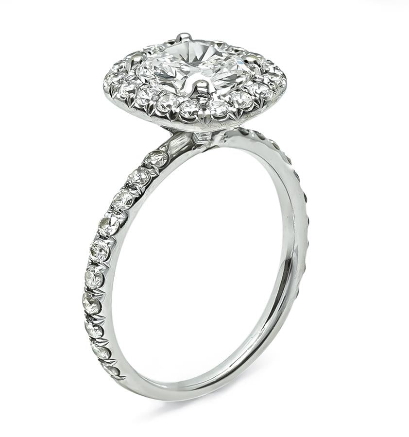 Estate 1.00ct Diamond Halo Engagement Ring