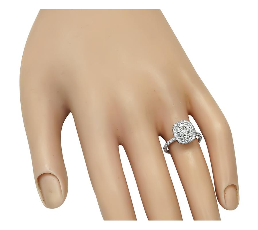 Estate 1.00ct Diamond Halo Engagement Ring