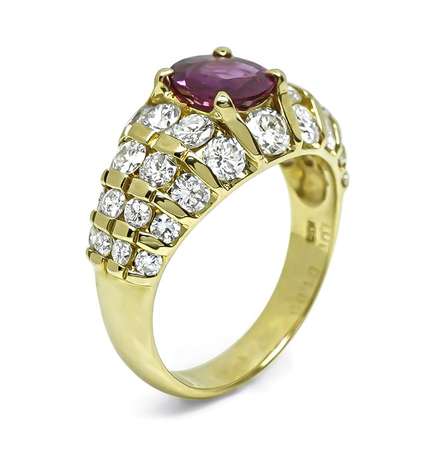 Estate 1.01ct Ruby 1.85ct Diamond Gold Ring