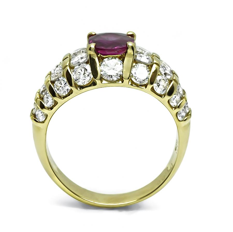 Estate 1.01ct Ruby 1.85ct Diamond Gold Ring