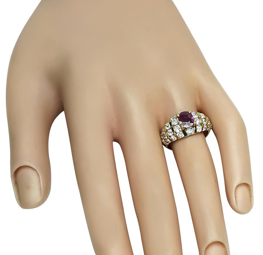 Estate 1.01ct Ruby 1.85ct Diamond Gold Ring