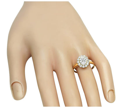 Estate 1.15ct Diamond Gold Halo Engagement Ring