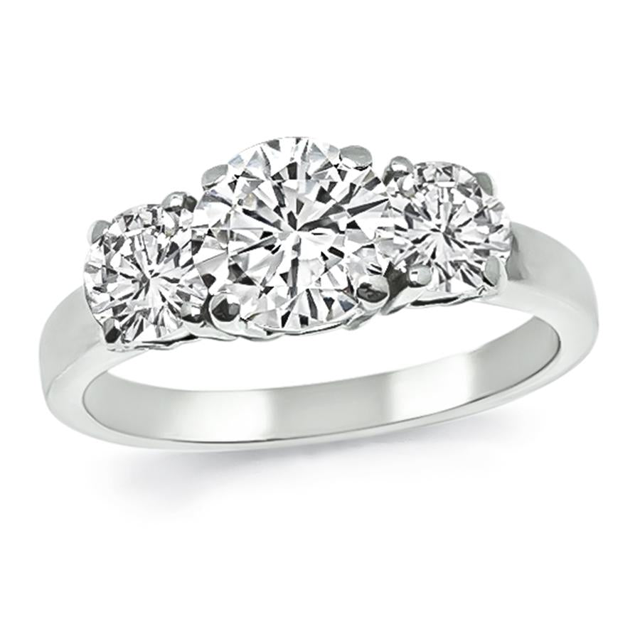 Estate 1.10ct Diamond Platinum Three Stone Ring