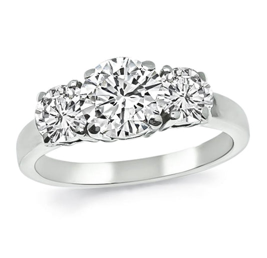 Estate 1.10ct Diamond Platinum Three Stone Ring