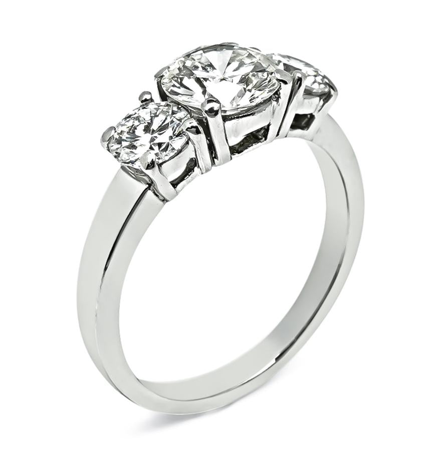 Estate 1.10ct Diamond Platinum Three Stone Ring
