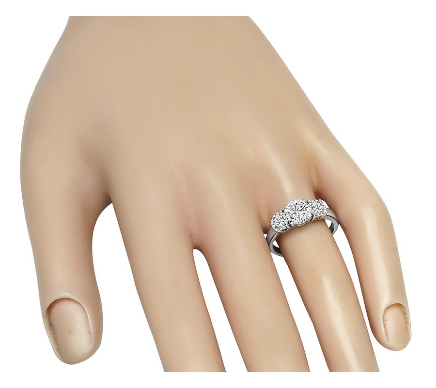 Estate 1.10ct Diamond Platinum Three Stone Ring