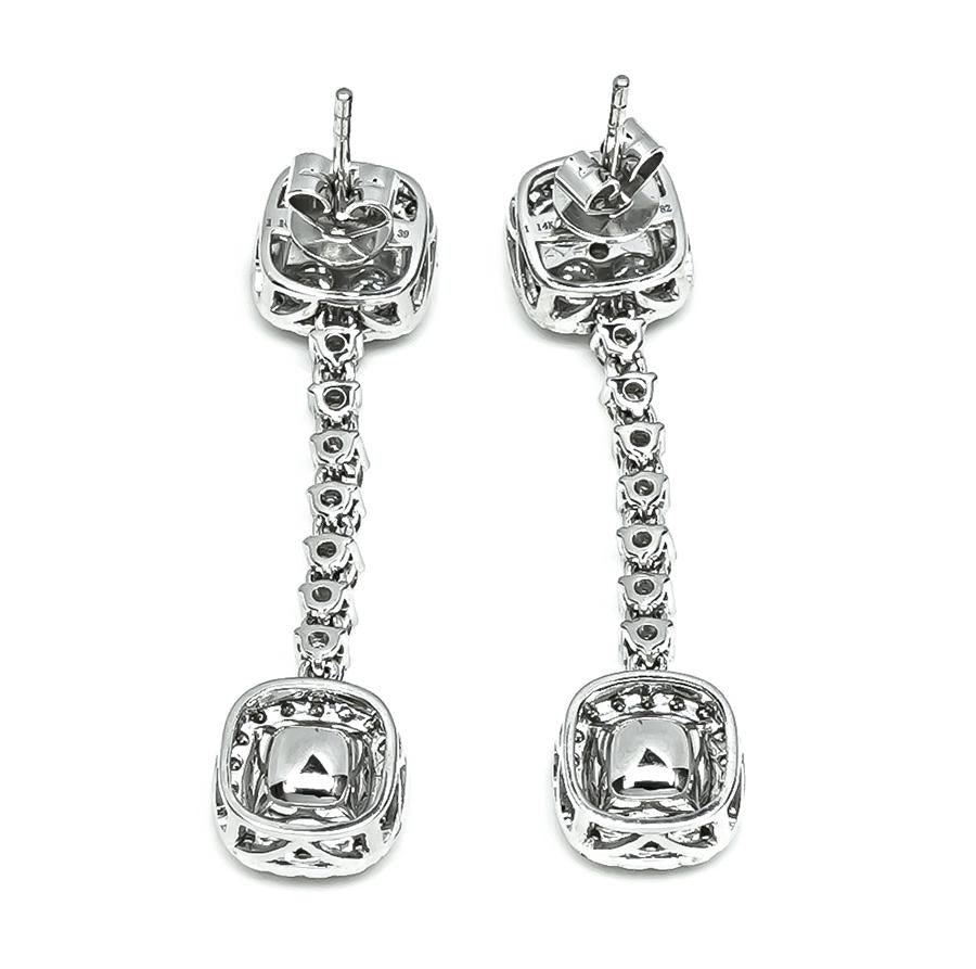 Estate 1.82ct Fancy Yellow Diamond 1.39ct Diamond 14k Gold Drop Earrings
